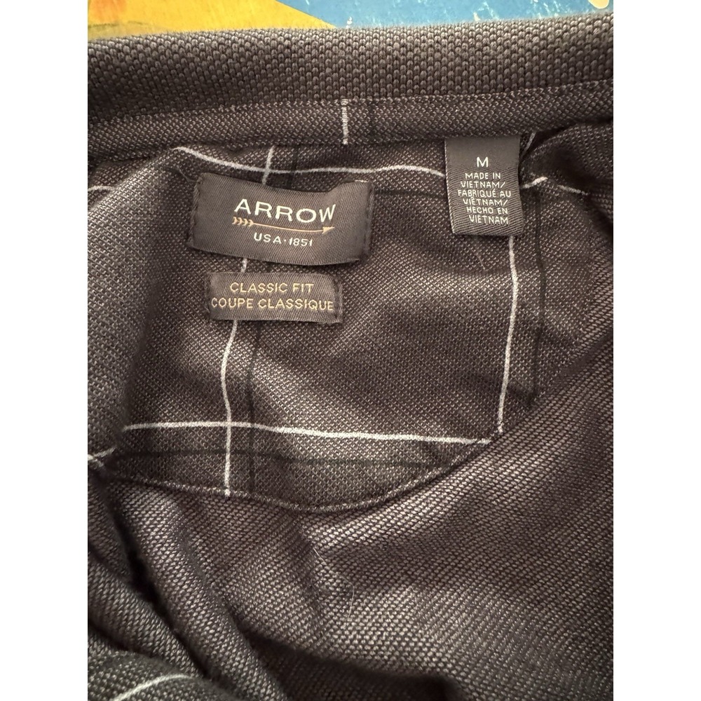 Arrow Mens Polo Shirt Size M Black Classic Fit - Picture 4 of 6
